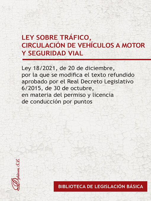 Cover image for Ley sobre tráfico, circulación de vehículos a motor y seguridad vial.